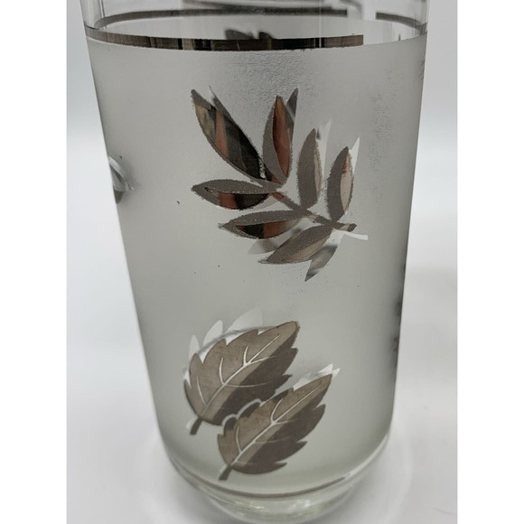 VINTAGE MCM LIBBEY FROSTED SILVER Foliage GLASSES 12 Oz SET OF 4 EUC - Picture 7 of 7